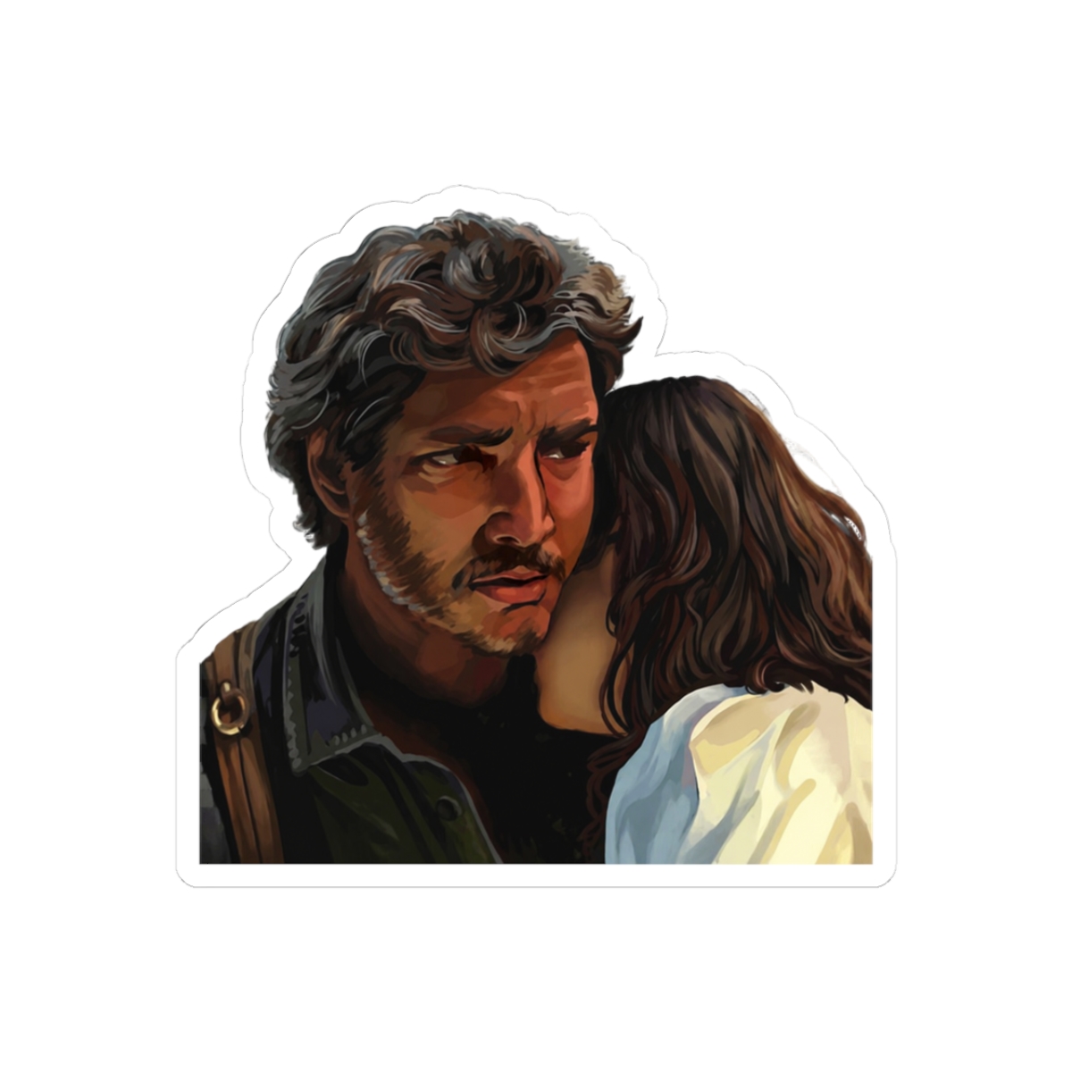 Joel Saves Ellie Last of Us High-Contrast Sticker